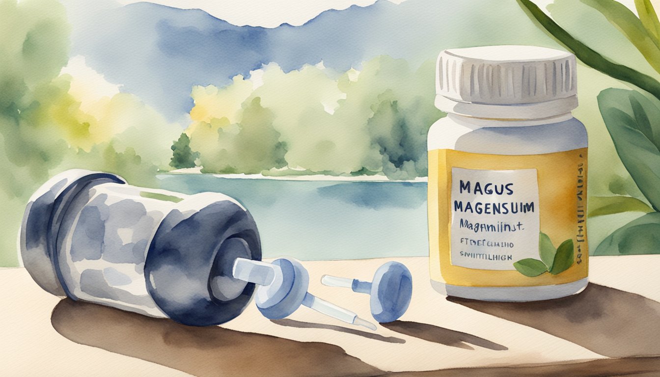 A bottle of magnesium supplements sits next to a pair of earbuds.</p><p>A peaceful, serene setting with soft lighting conveys relief from tinnitus