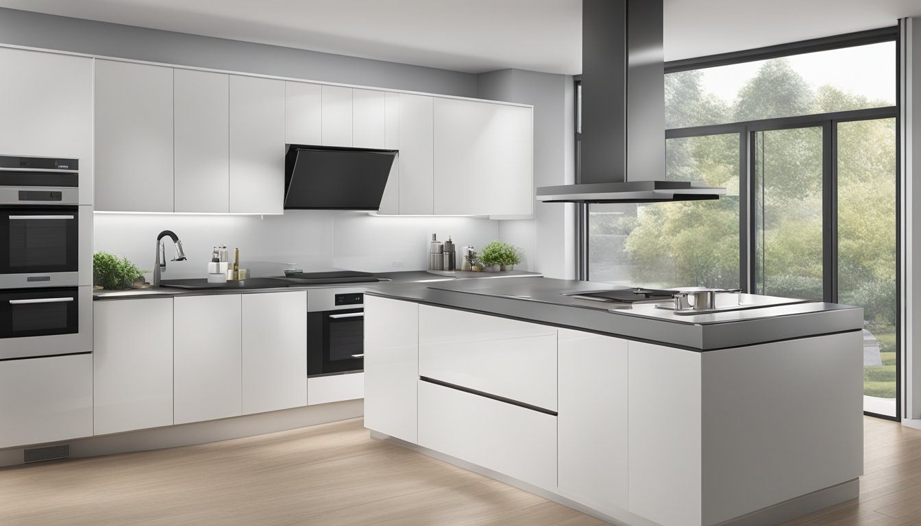 A sleek, slimline hood hovers above a modern kitchen, contrasting with a bulky telescopic hood