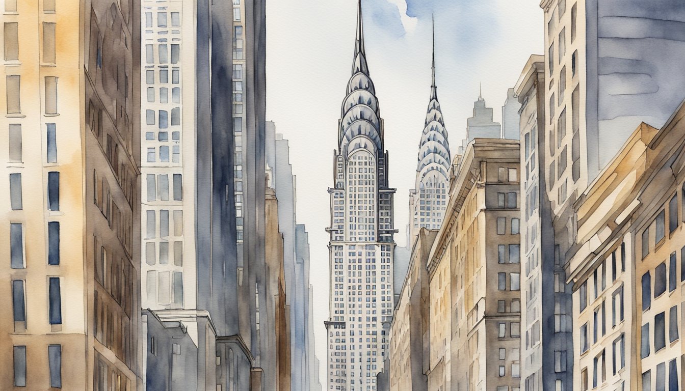 The Chrysler Building stands tall and majestic, its art deco design and iconic spire dominating the New York City skyline.</p><p>The intricate details of the building's facade showcase the architectural significance and impact it has had on the city's history and skyline