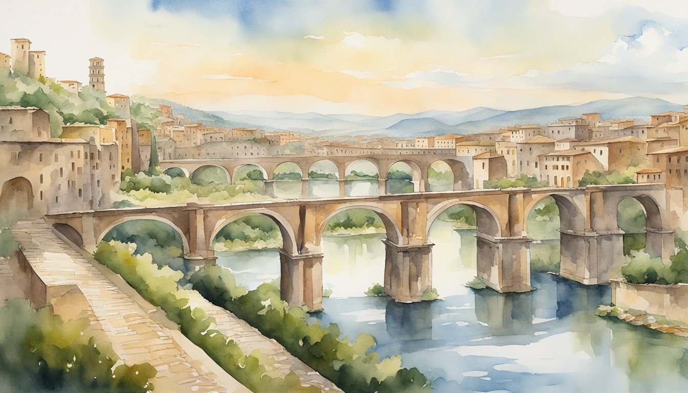 The towering Roman aqueducts loom over the bustling city, supplying clean water and enabling the growth of thriving communities.</p><p>Their impressive arches and intricate engineering stand as a testament to the enduring impact of ancient infrastructure on society