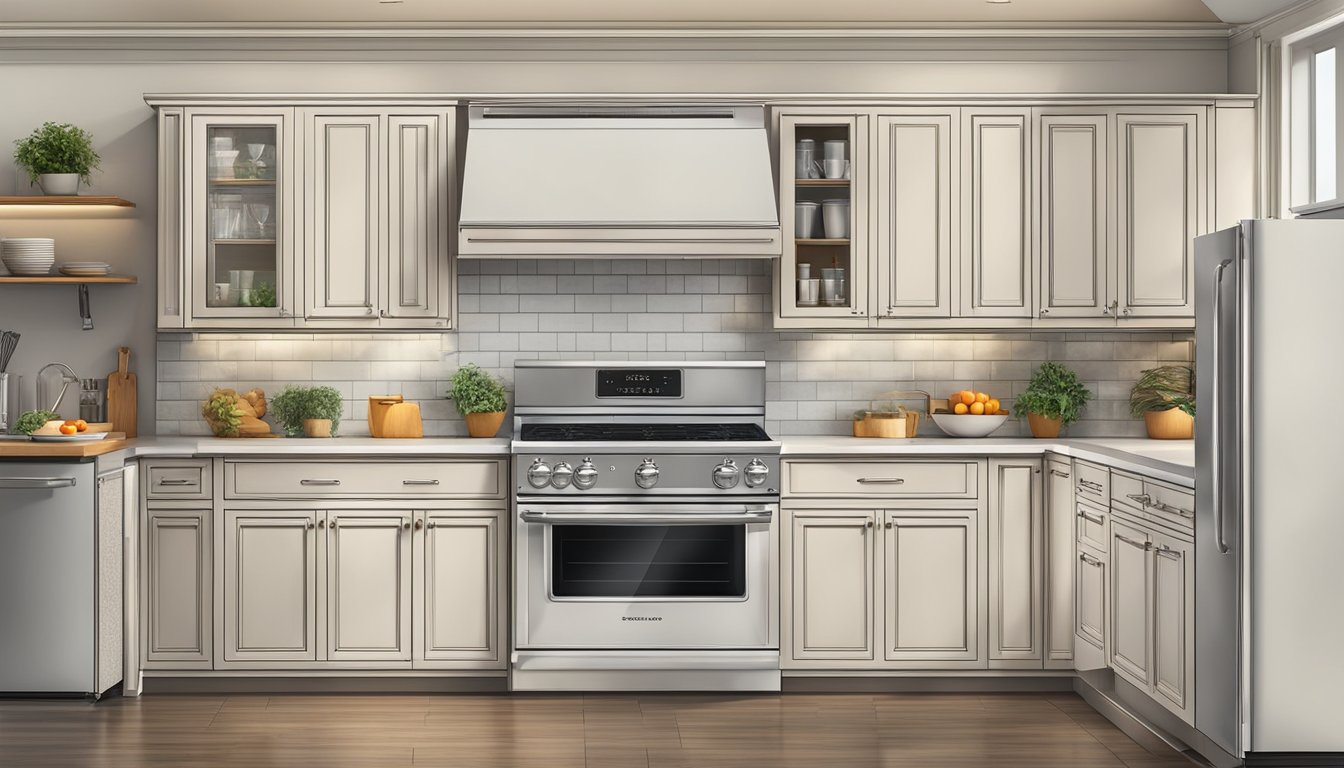 A standard home oven with dimensions of 30 inches in width, 24 inches in depth, and 36 inches in height, shown in a kitchen setting