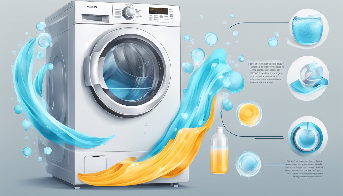A washing machine with adjustable load size settings, detergent, and water levels, displaying the process of optimizing the wash cycle