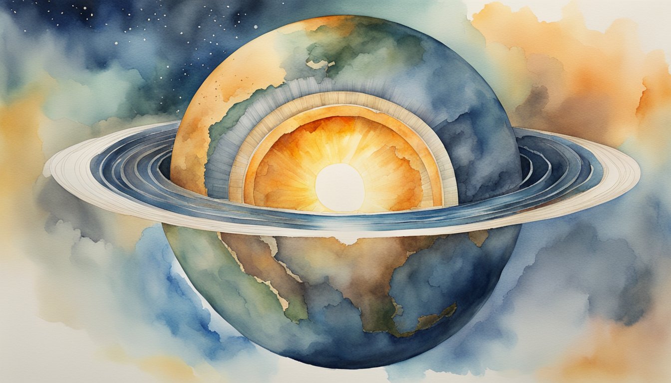 The Earth's inner core is a solid, iron-rich sphere located at the center of the planet, surrounded by the molten outer core and the rest of the Earth's layers