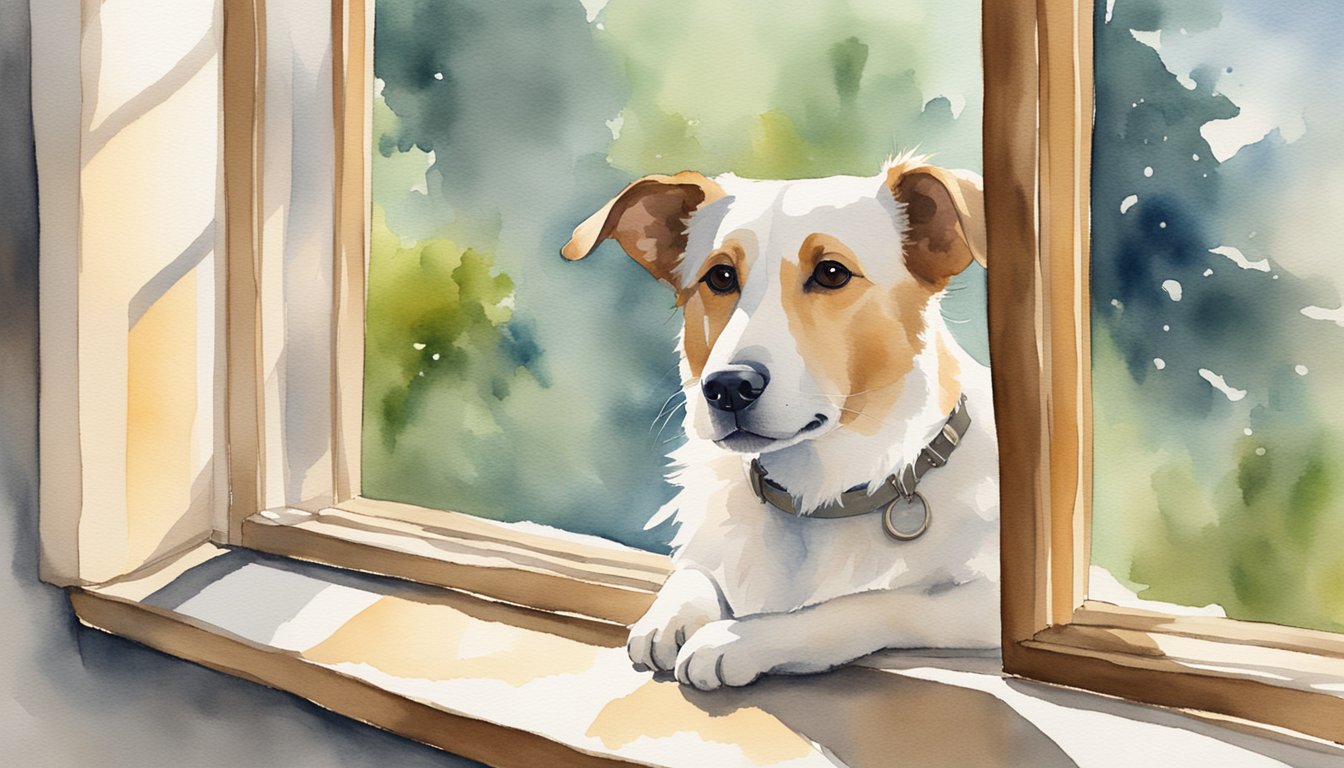 A dog gazes out the window, watching the world go by.</p><p>Ears perked, tail wagging, curious about the sights and sounds beyond