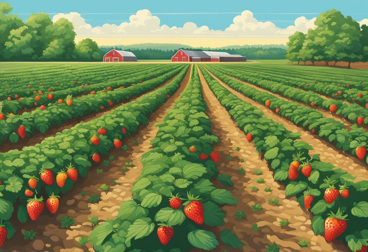 Lush, sprawling fields of ripe red strawberries await eager pickers at The Best Pick Your Own Farms near Kitchener. Rows of vibrant plants stretch as far as the eye can see, promising a bountiful harvest