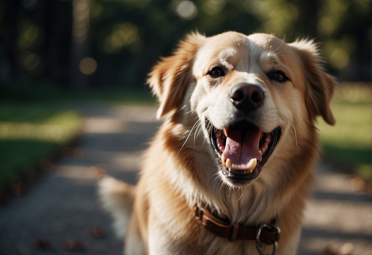 A dog with a quick bleeding wound, panting and pacing anxiously