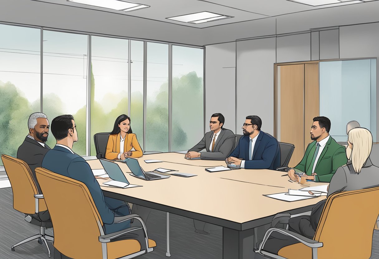 Key Personnel at Paracorp Incorporated, Sacramento CA, gathered around a conference table for a meeting