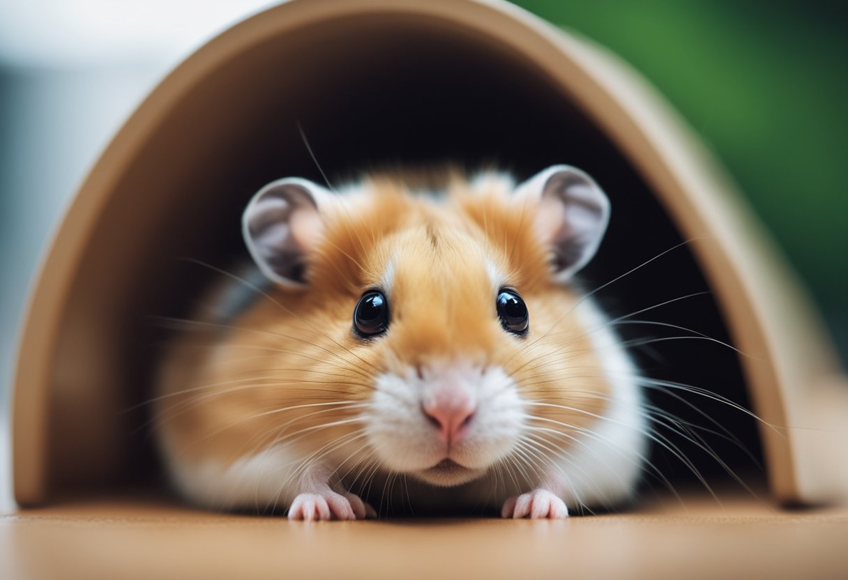 A hamster lying still with droopy eyes, hunched posture, and slow movements