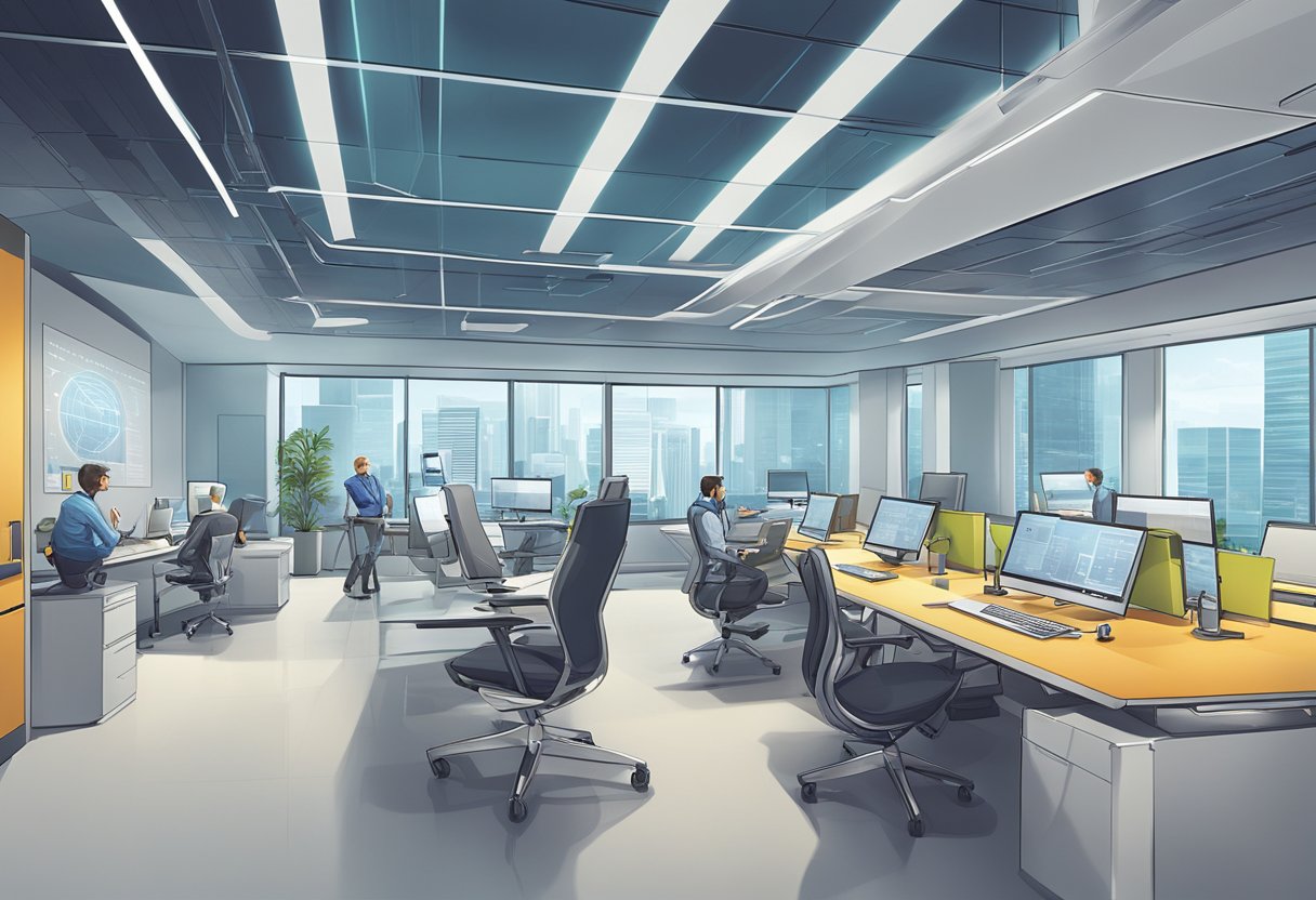 Operational Insights, a division of Paracorp, showcases data analysis and strategy in a futuristic, sleek office setting