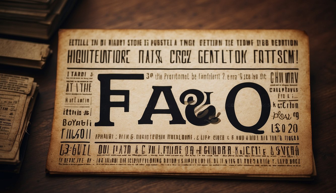 A vintage-style FAQ section with retro fonts and old-fashioned imagery