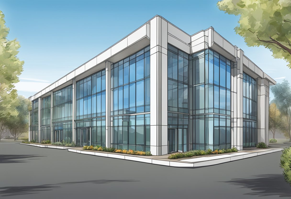 A modern office building with glass windows, located at 2710 Gateway Oaks Dr, Sacramento, CA 95833