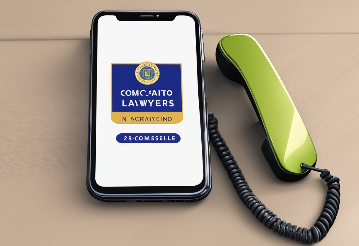 A phone with "CSC Lawyers Incorporating Service Sacramento" and its contact number displayed on the screen