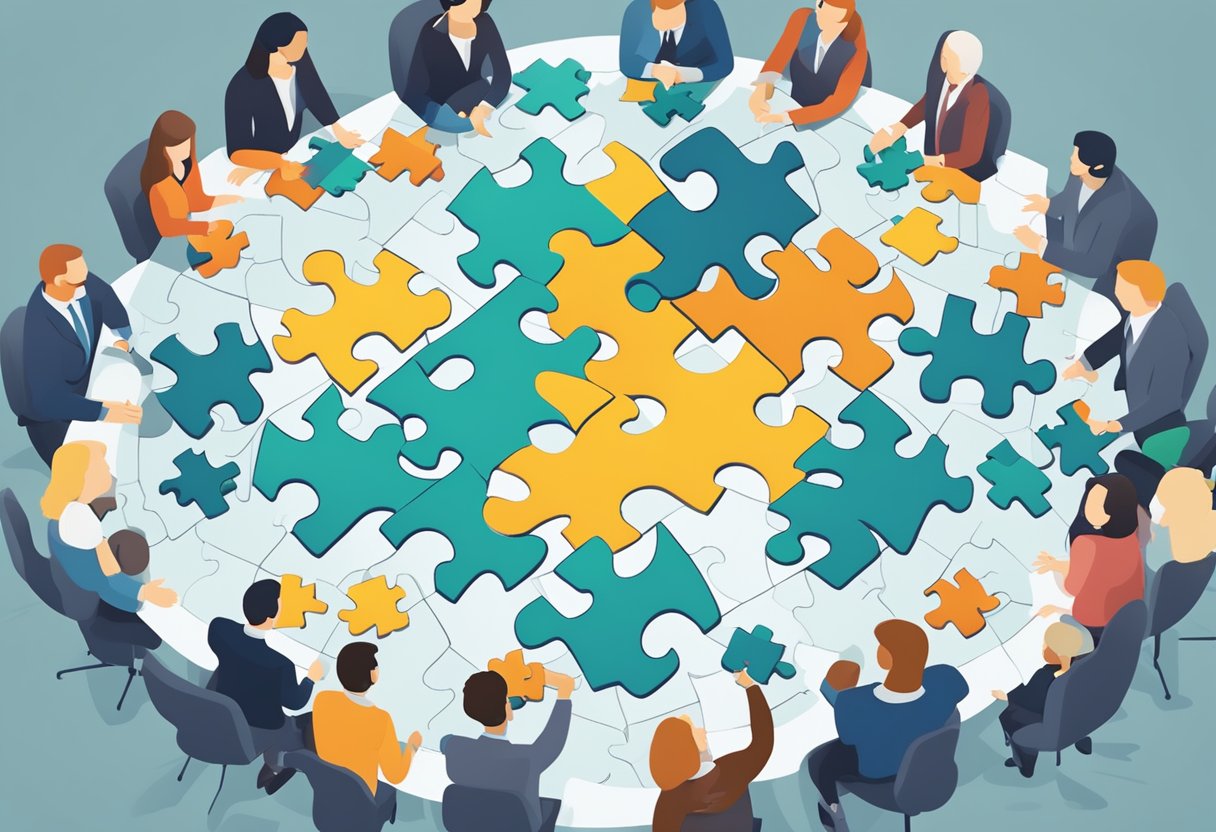 A group of interconnected puzzle pieces representing strategic partnerships and affiliations, with the CSC Lawyers Incorporating Service logo in the center