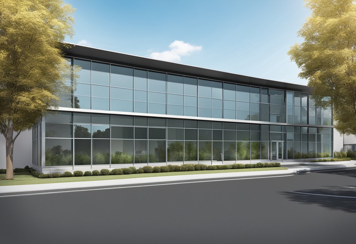 A modern office building with glass exterior, located at 2710 Gateway Oaks Dr in Sacramento, CA