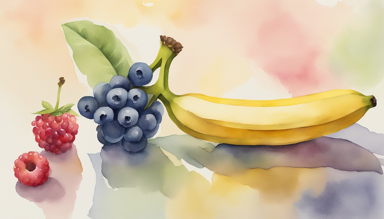 A banana and a berry sit side by side, with a question mark hovering above them