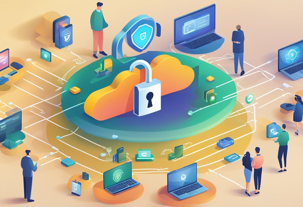 A lock symbolizing encryption surrounded by various VPN protocols, symbolizing the evolution of VPN technology