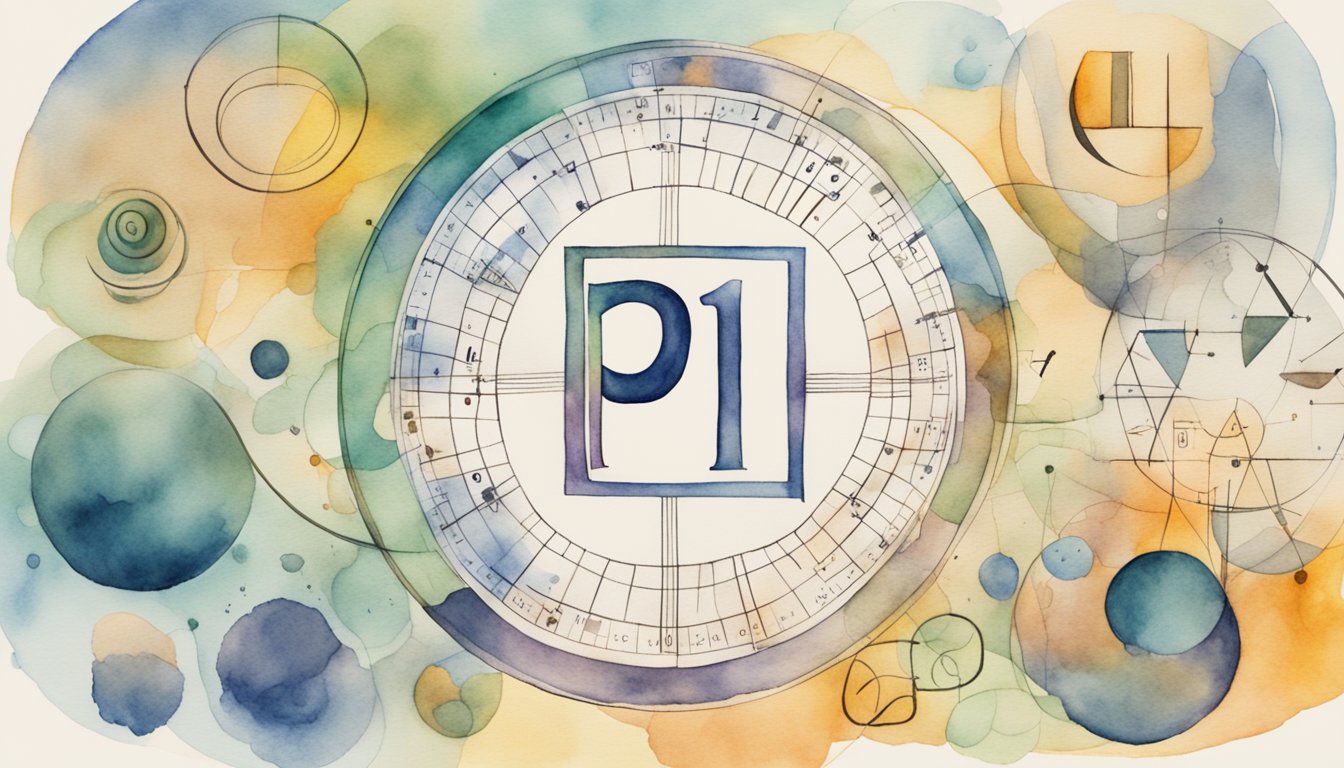 A circle with a radius of 1, with the pi symbol and the equation C = πd written next to it, surrounded by various objects with circular shapes