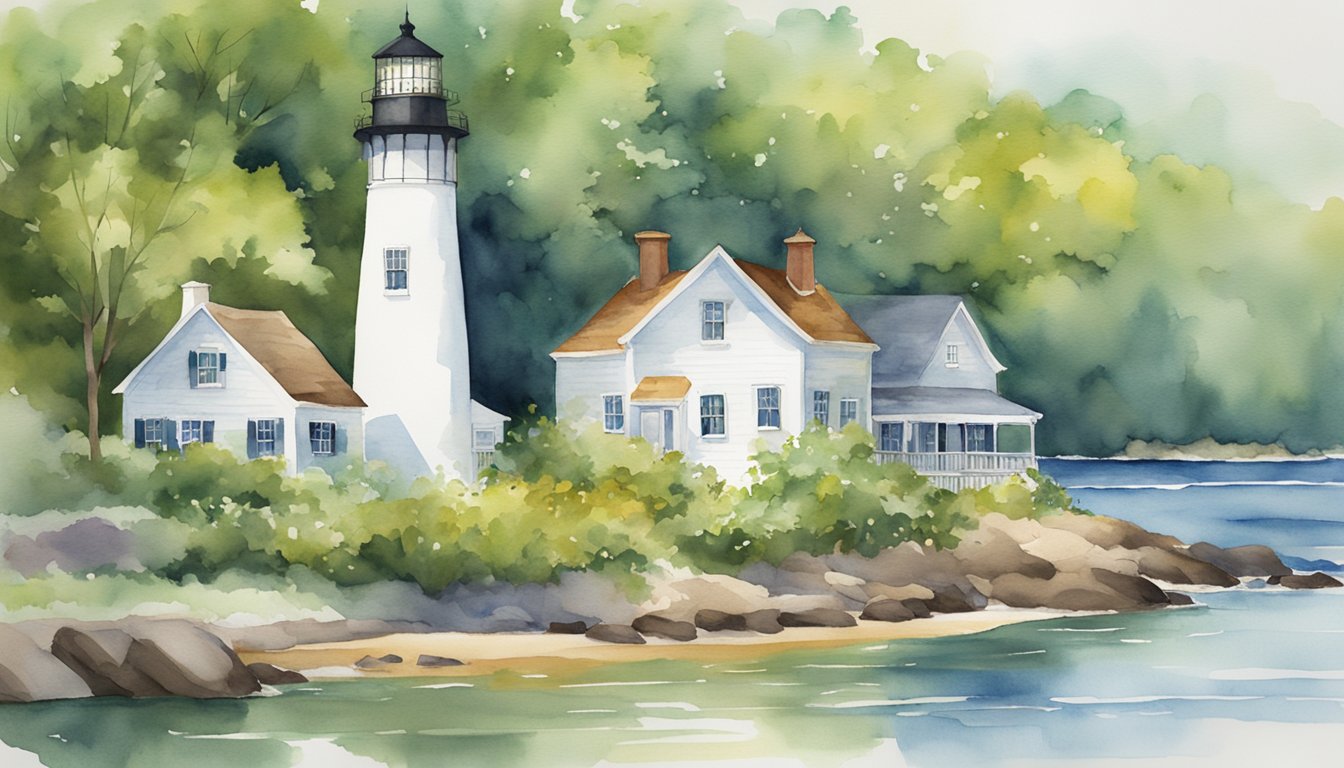 Delaware's iconic landmarks, including the historic lighthouses, picturesque beaches, and charming small towns, are surrounded by lush greenery and vibrant wildlife