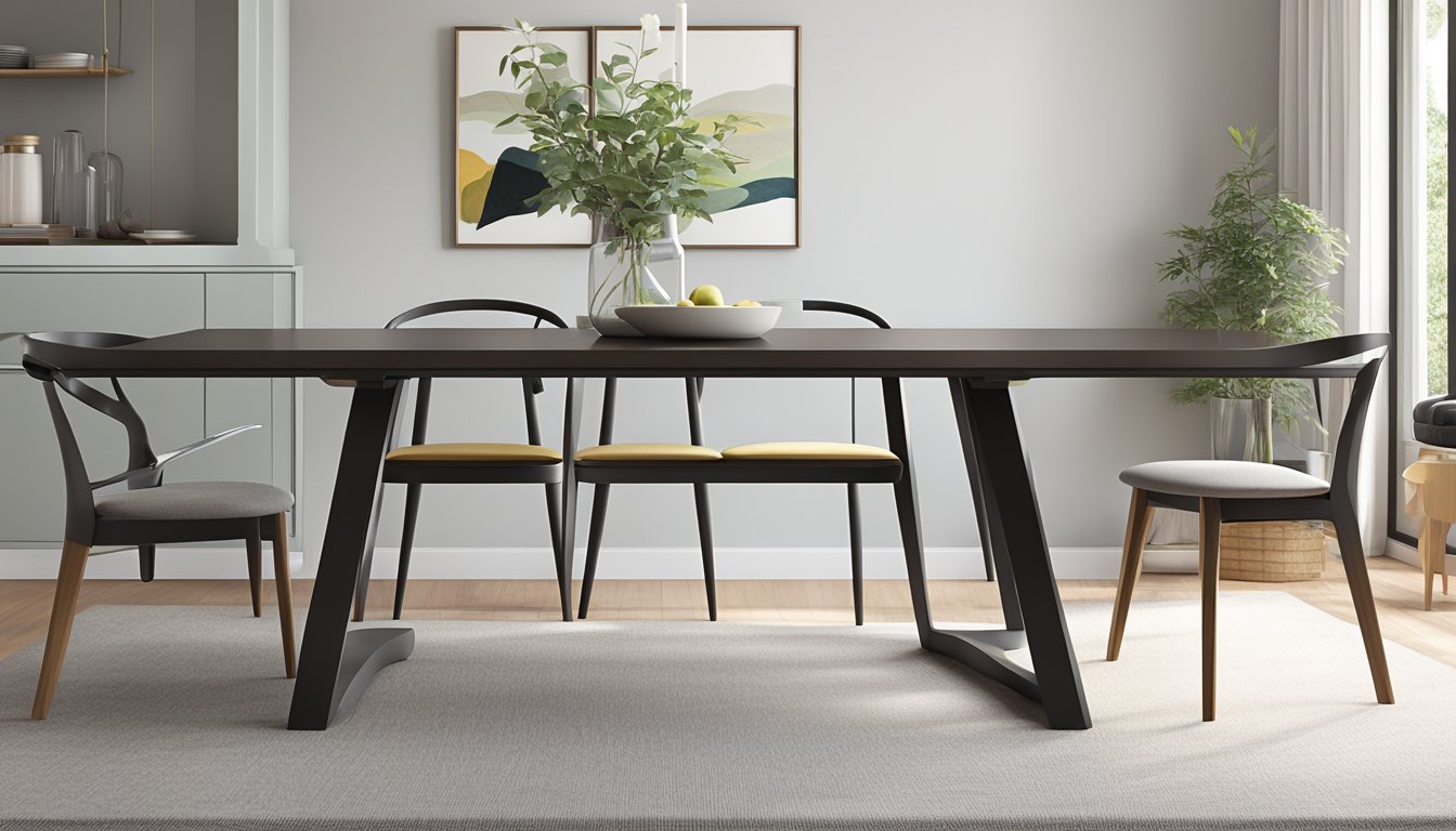 A simple, modern dining table with clean lines and no clutter