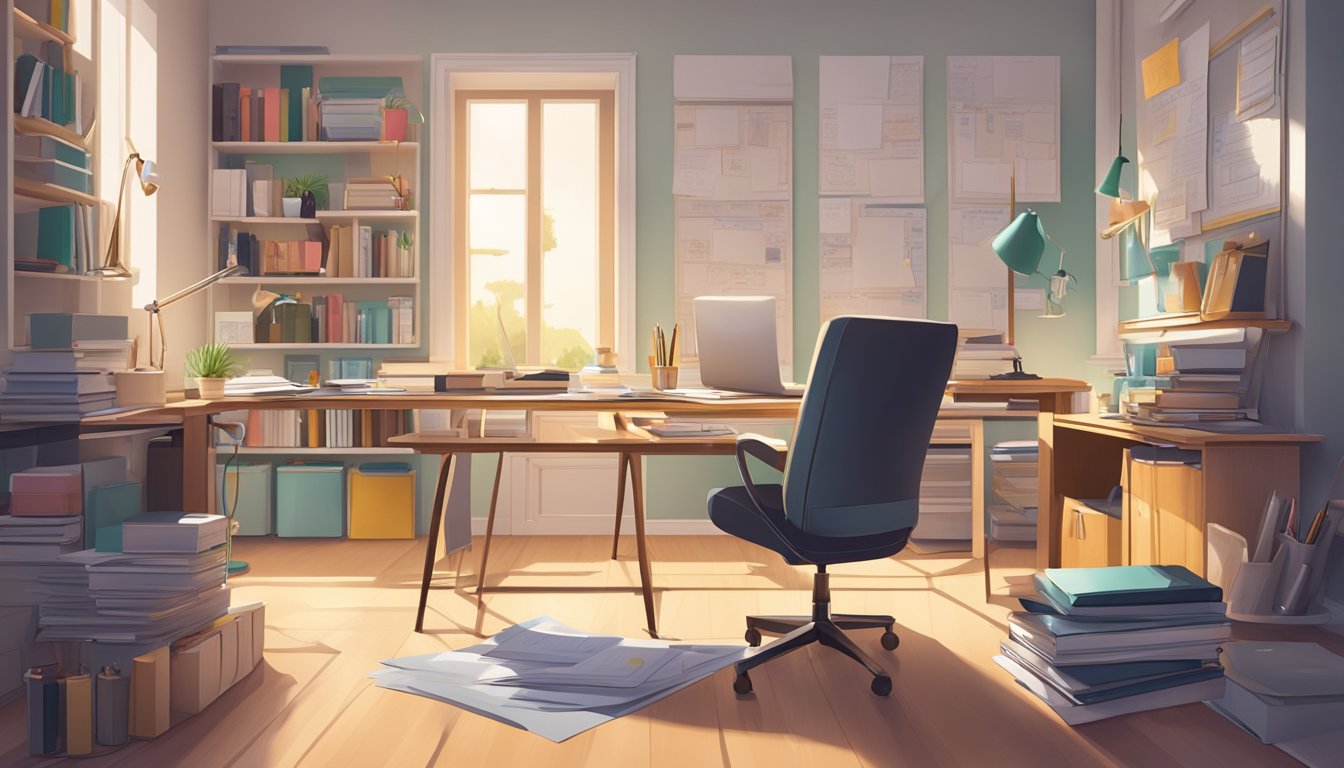 A clutter-free study desk with a comfortable chair, good lighting, and organized stationery