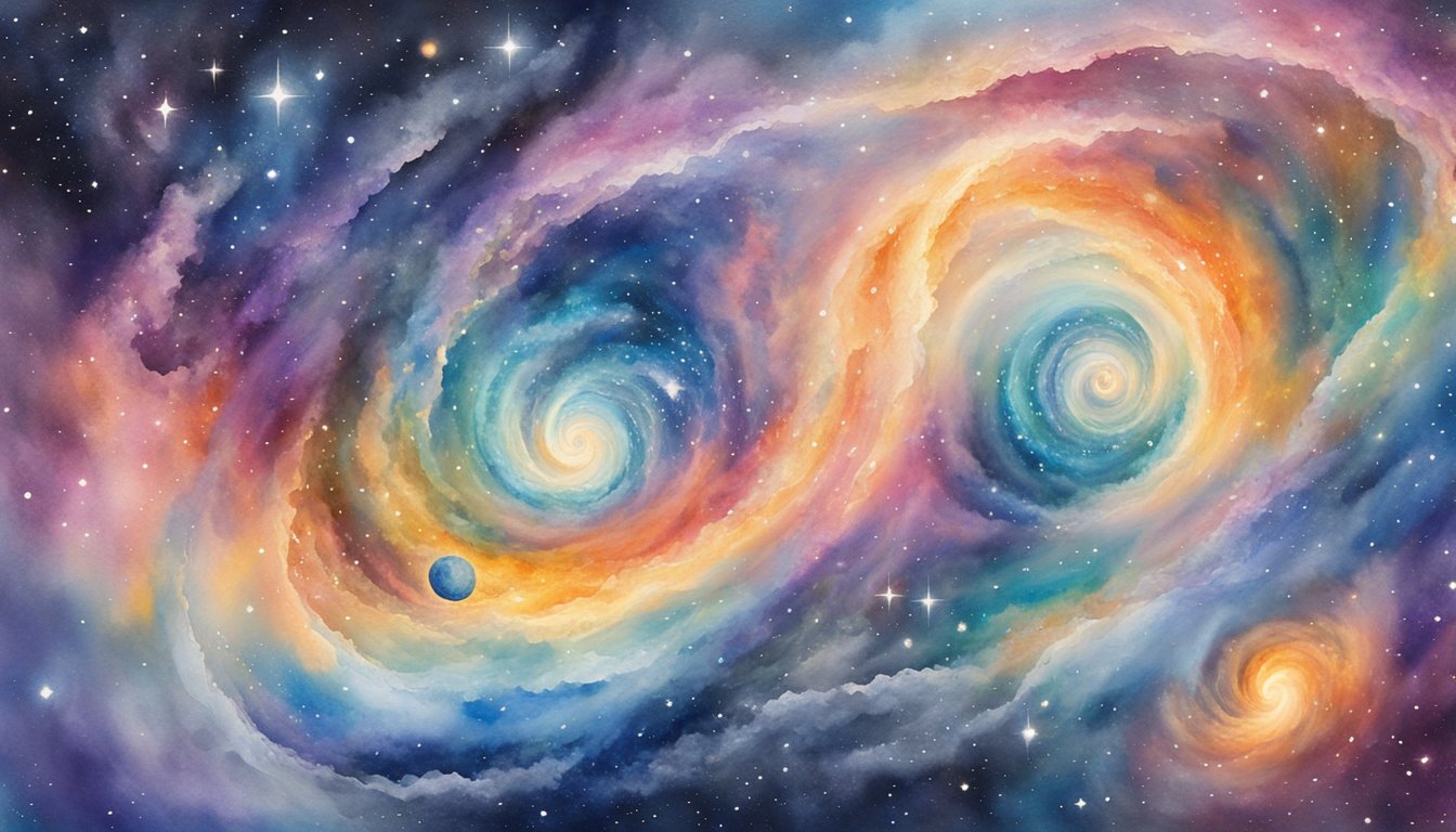 Countless galaxies swirl and collide in the cosmic expanse, their colorful components intertwining in a mesmerizing dance of celestial interaction