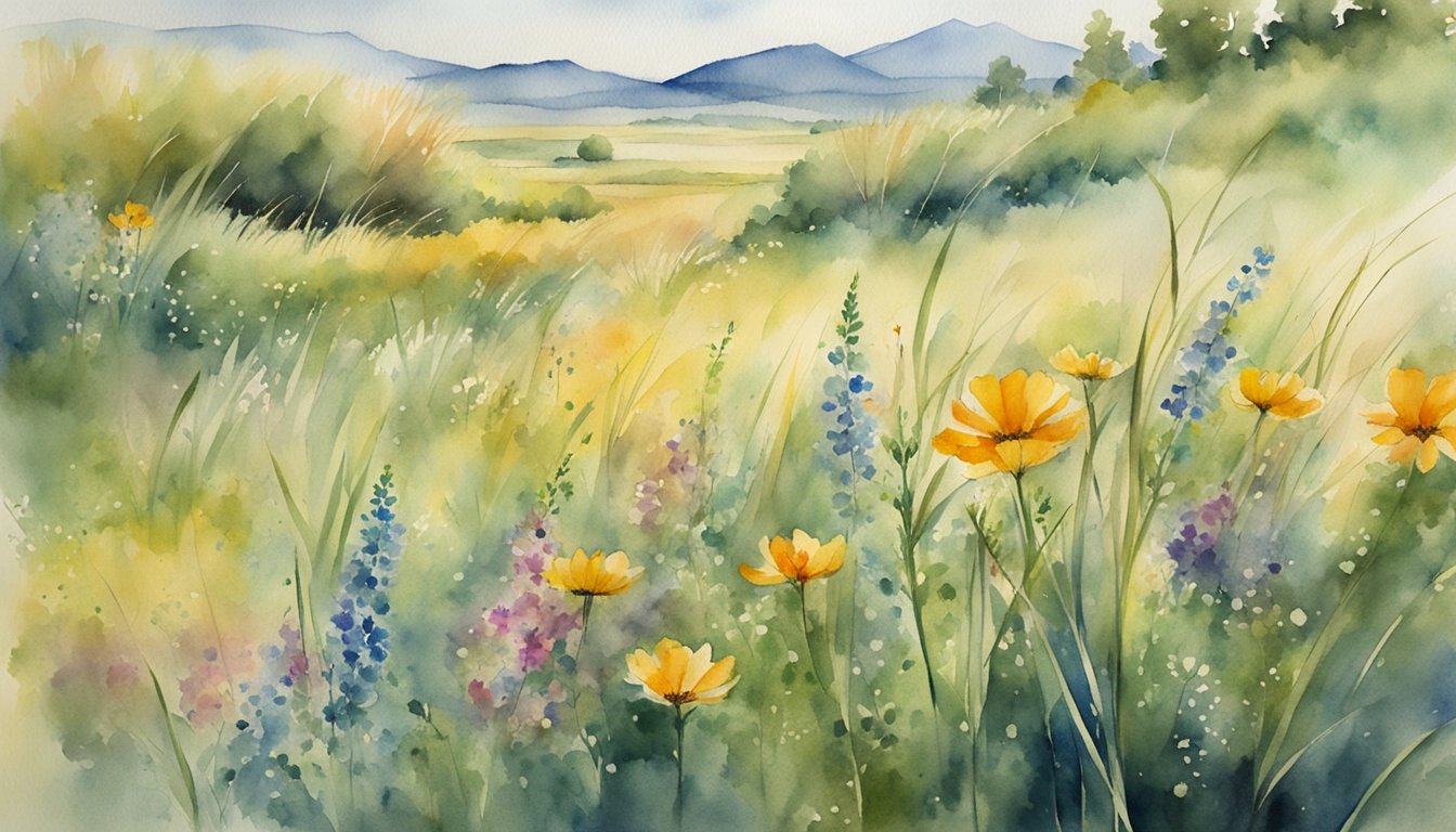 Lush grasses sway in the breeze, dotted with colorful wildflowers.</p><p>A variety of animals roam freely, showcasing the rich biodiversity of the grasslands