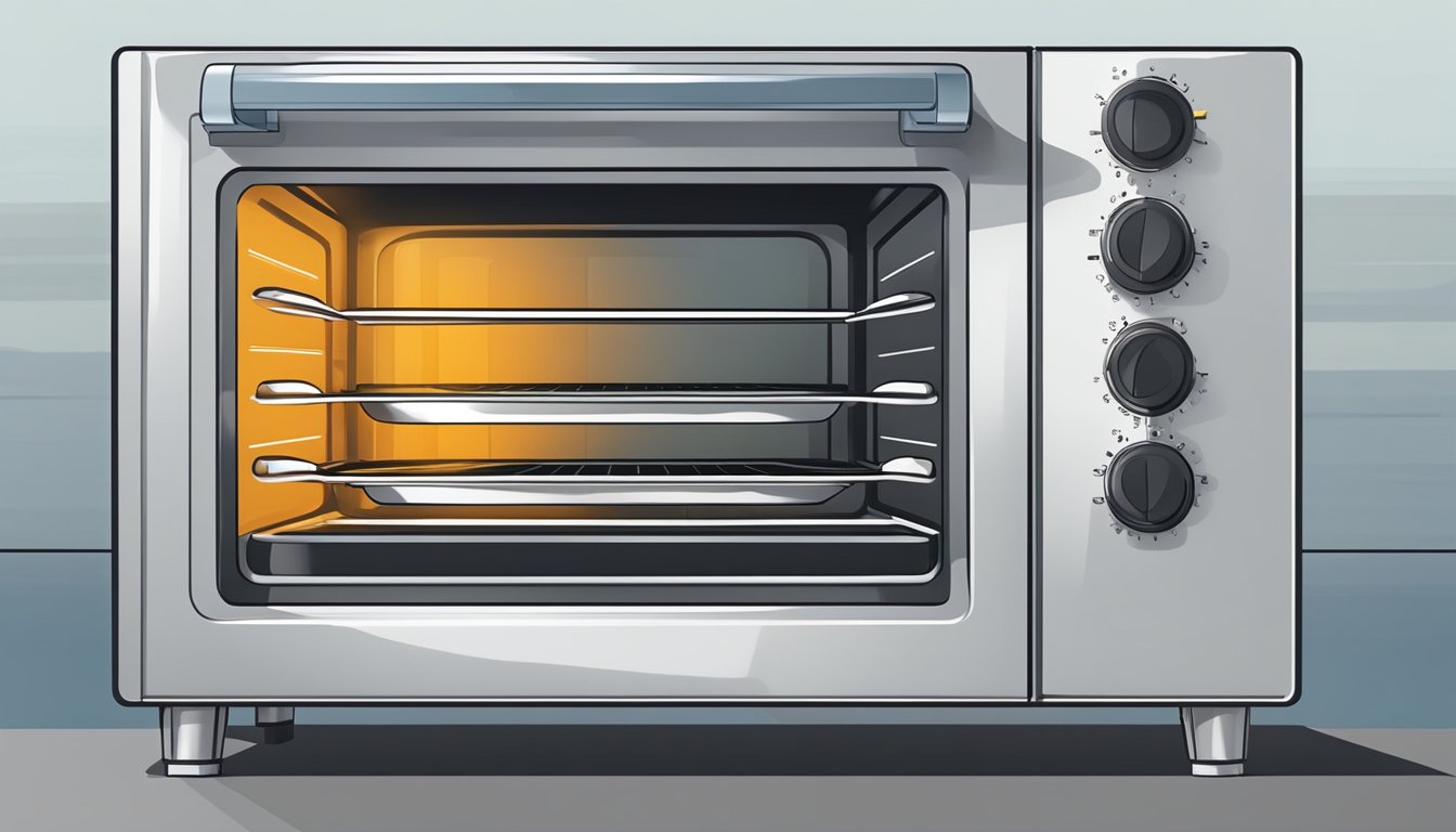 A convection oven emitting heat while consuming minimal power, with cost-saving measures in place