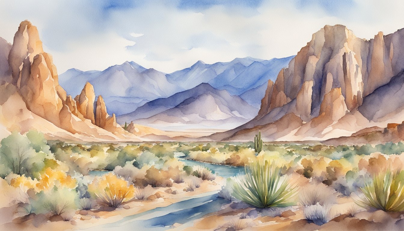 The vast desert landscape of Nevada is dotted with towering mountains, winding rivers, and ancient rock formations, all surrounded by a vibrant and diverse cultural heritage