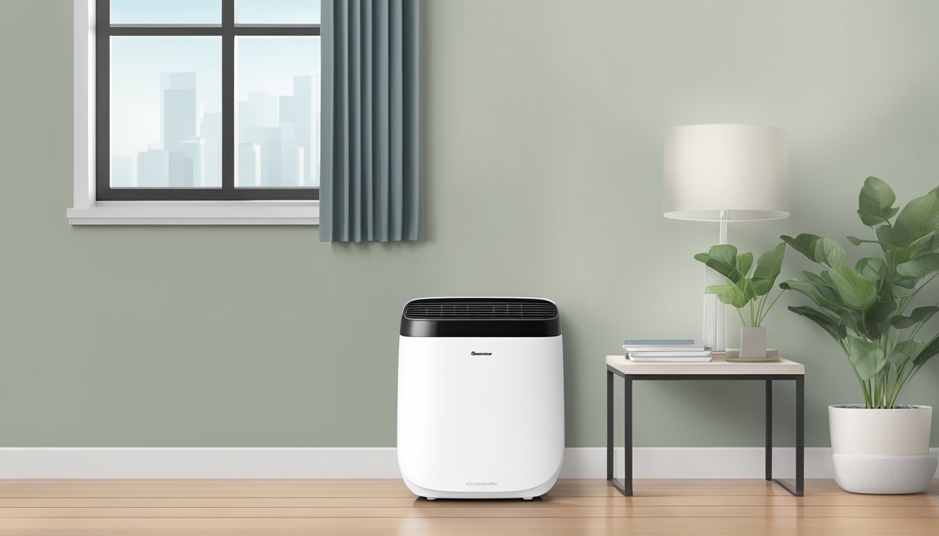 A dehumidifier sits in a clean, well-ventilated room, removing excess moisture from the air. Its sleek design and quiet operation make it a valuable addition to any living space