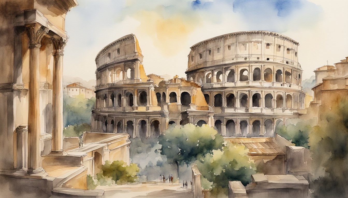 The grand architecture of ancient Rome stands tall, showcasing its empire and influence