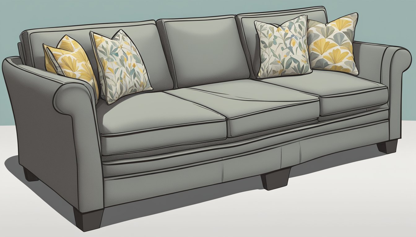 A sofa and couch sit side by side in a living room. The sofa has straight arms and a uniform back, while the couch has curved arms and a cushioned back