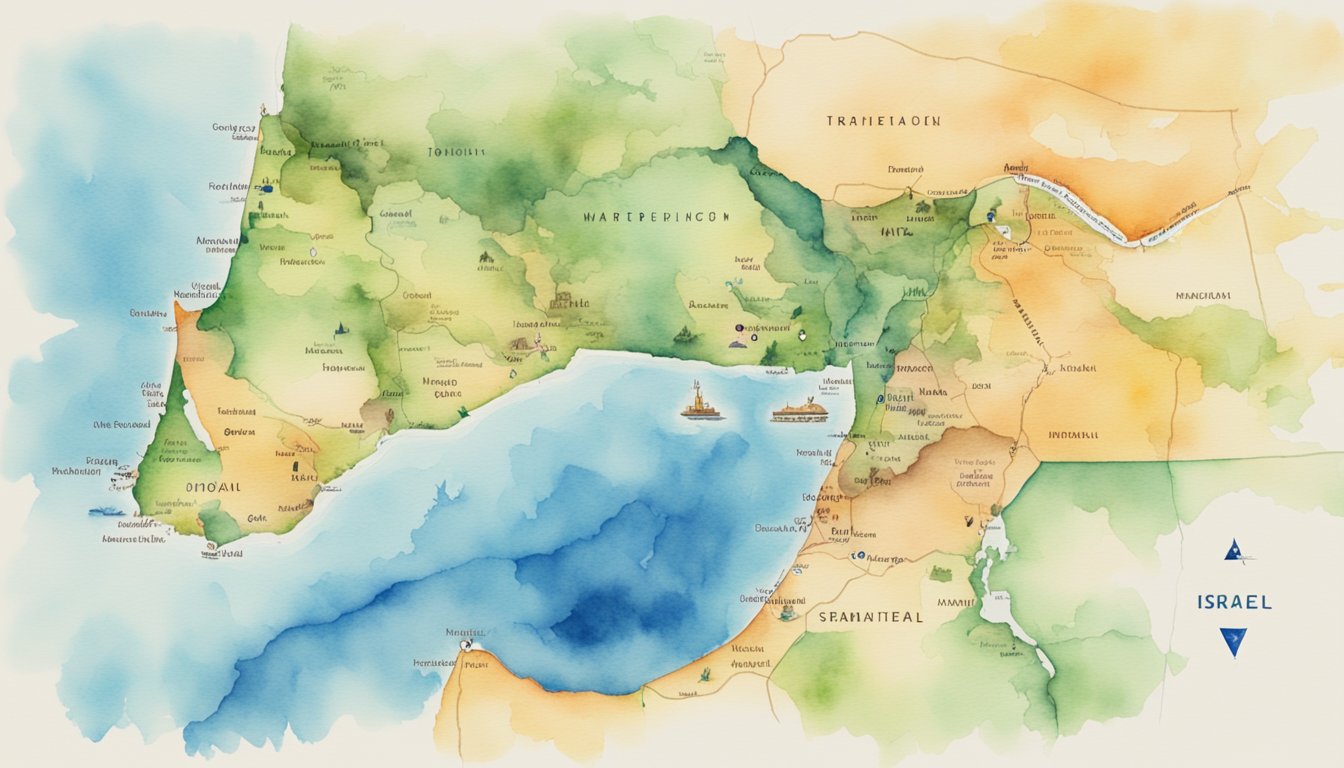 A map of Israel with clearly defined borders and territories