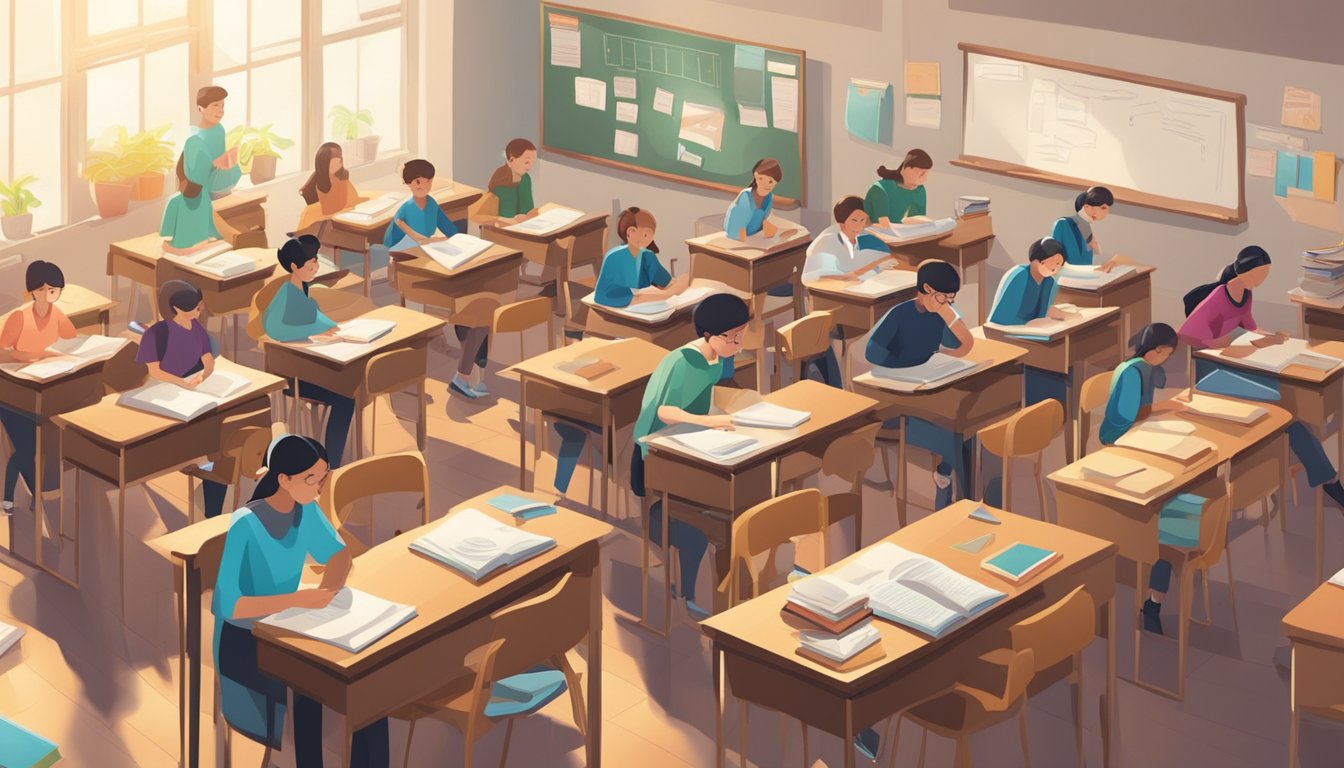 O Level Tuition: The Key to Excelling in Singapore's Education System A classroom filled with students engaged in O Level tuition programmes, with textbooks and study materials scattered across the desks