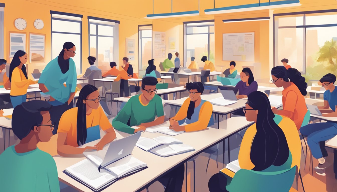 O Level Tuition: The Key to Excelling in Singapore's Education System Students studying, conversing with mentors, and exploring career options in a vibrant academic setting