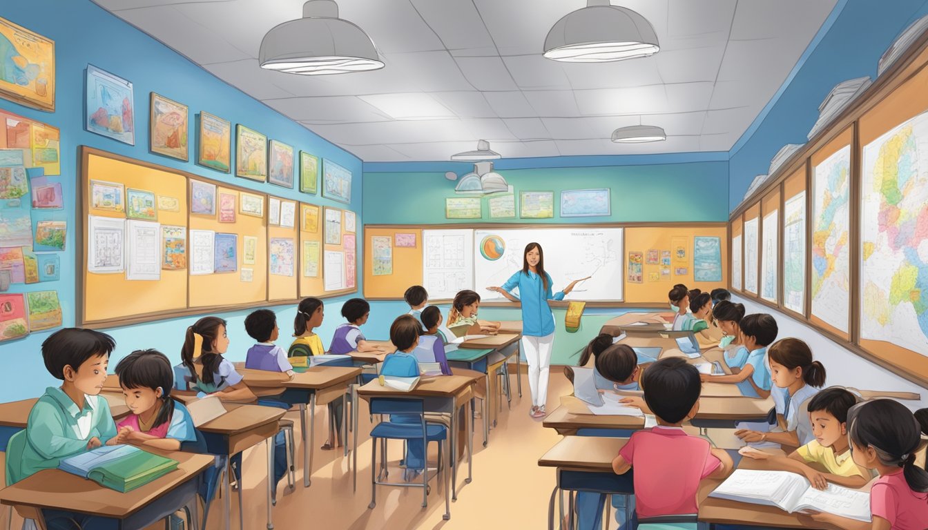 The Patrick Tuition Centre bustles with students and tutors, books and whiteboards. The walls are adorned with colorful educational posters, and the air is filled with the sound of learning