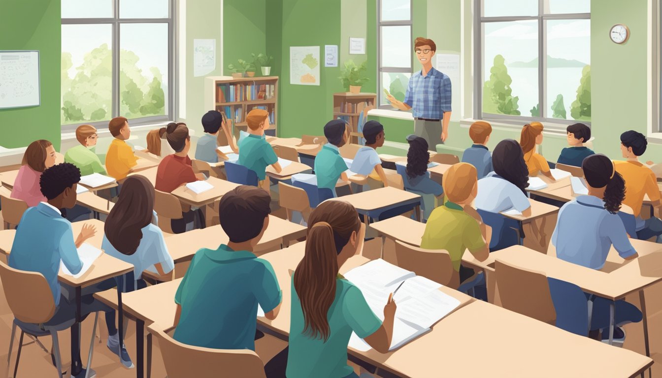 Students asking questions in a biology tuition class