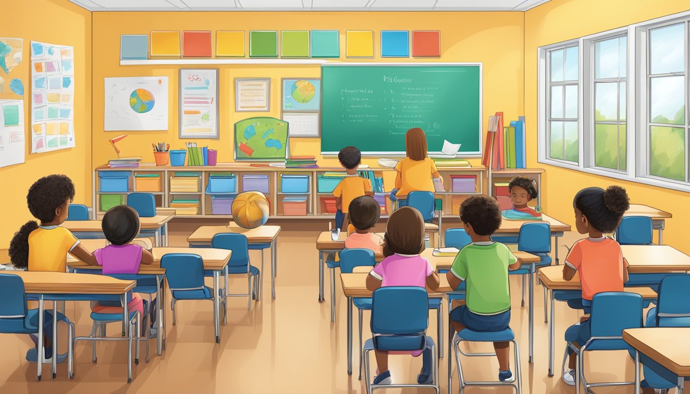 A classroom filled with colorful educational materials, small group tutoring sessions, and personalized learning activities tailored to each student