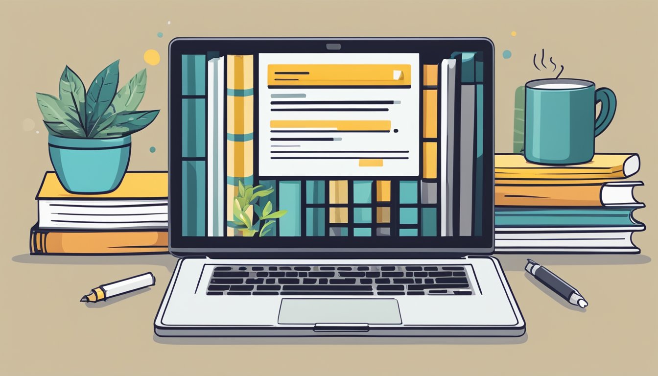 A laptop displaying "Frequently Asked Questions" page for online tuition, surrounded by books and a cup of coffee