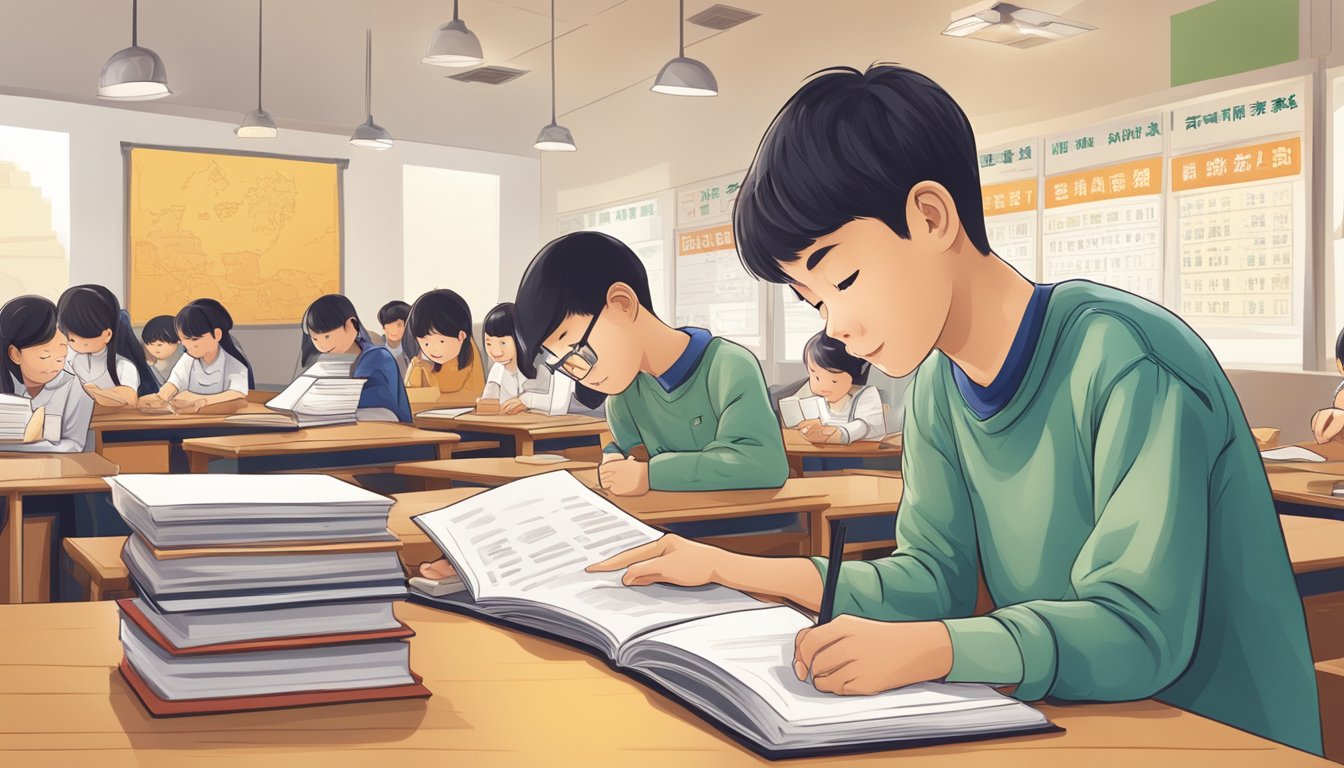 A student carefully selects a Chinese tuition center from a list on the KiasuParents website