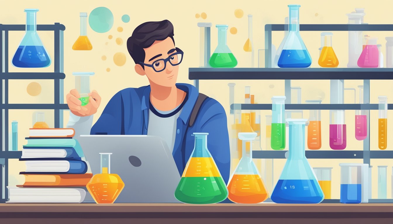 H1 Chem Tuition: Ace Your Exams with Top Tutors in Singapore! A student carefully selects the best H1 Chemistry tuition from a list of options, comparing reviews and ratings