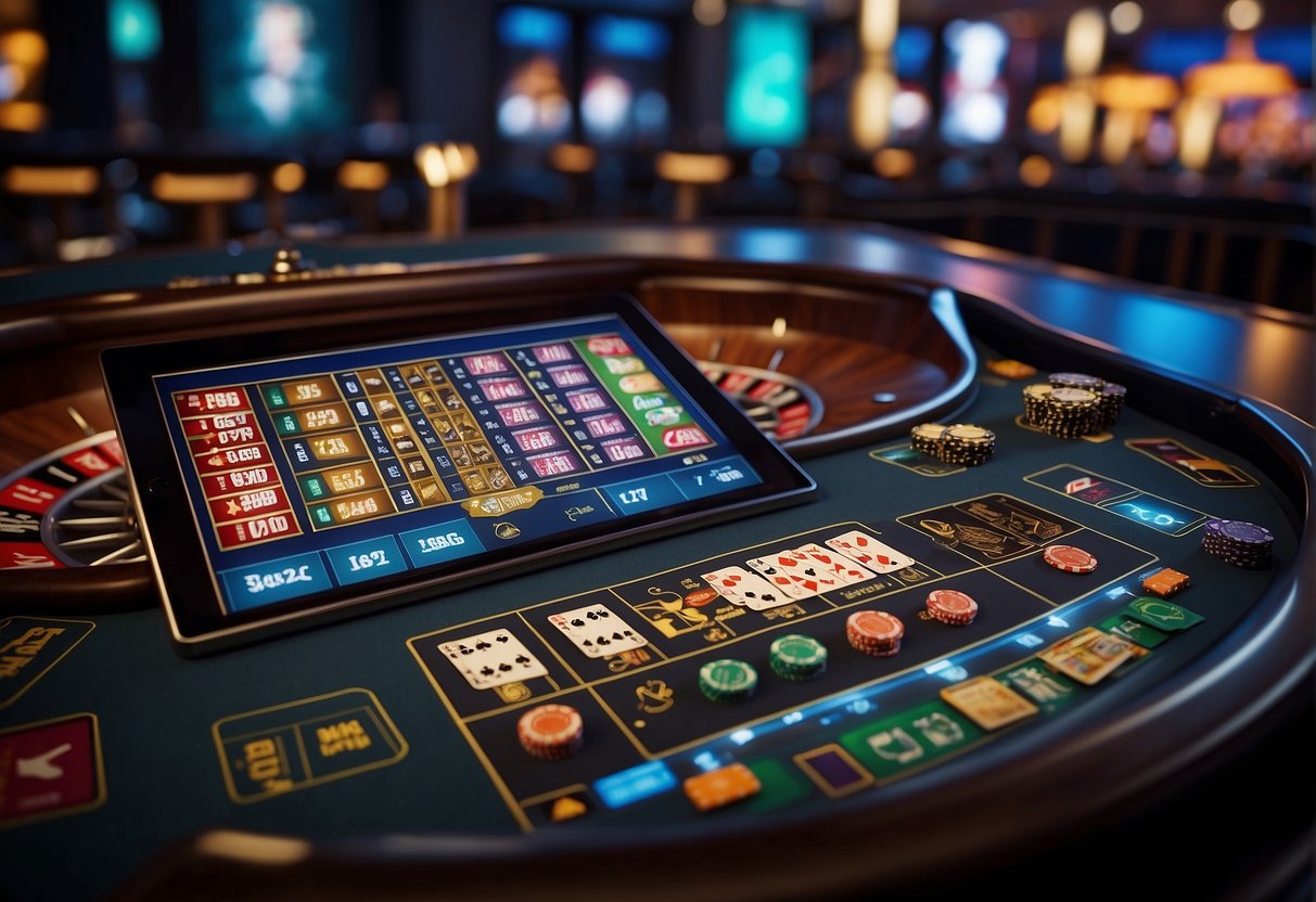 A variety of crypto casino games displayed on a digital interface, including slots, poker, and roulette. Icons and graphics represent each game
