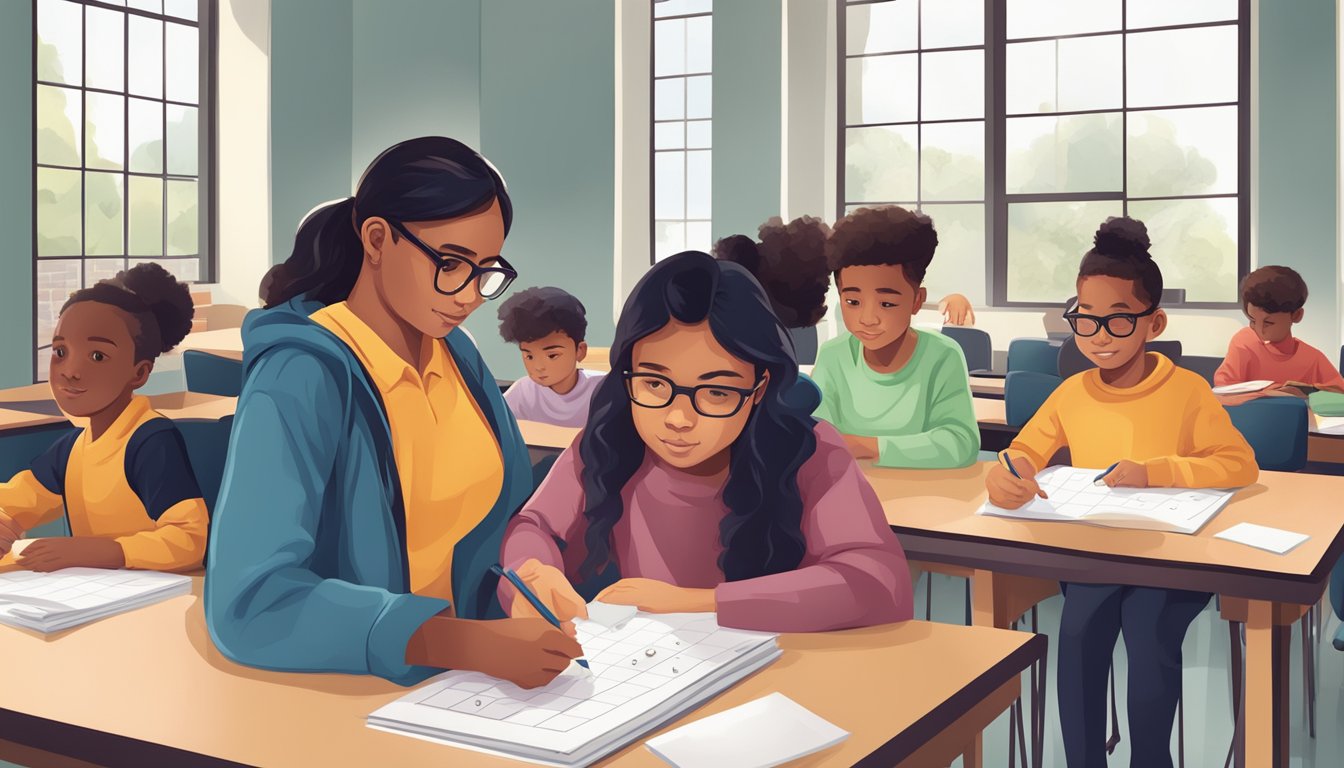 A group of students receiving personalized math tutoring, focused on building a strong foundation in mathematics