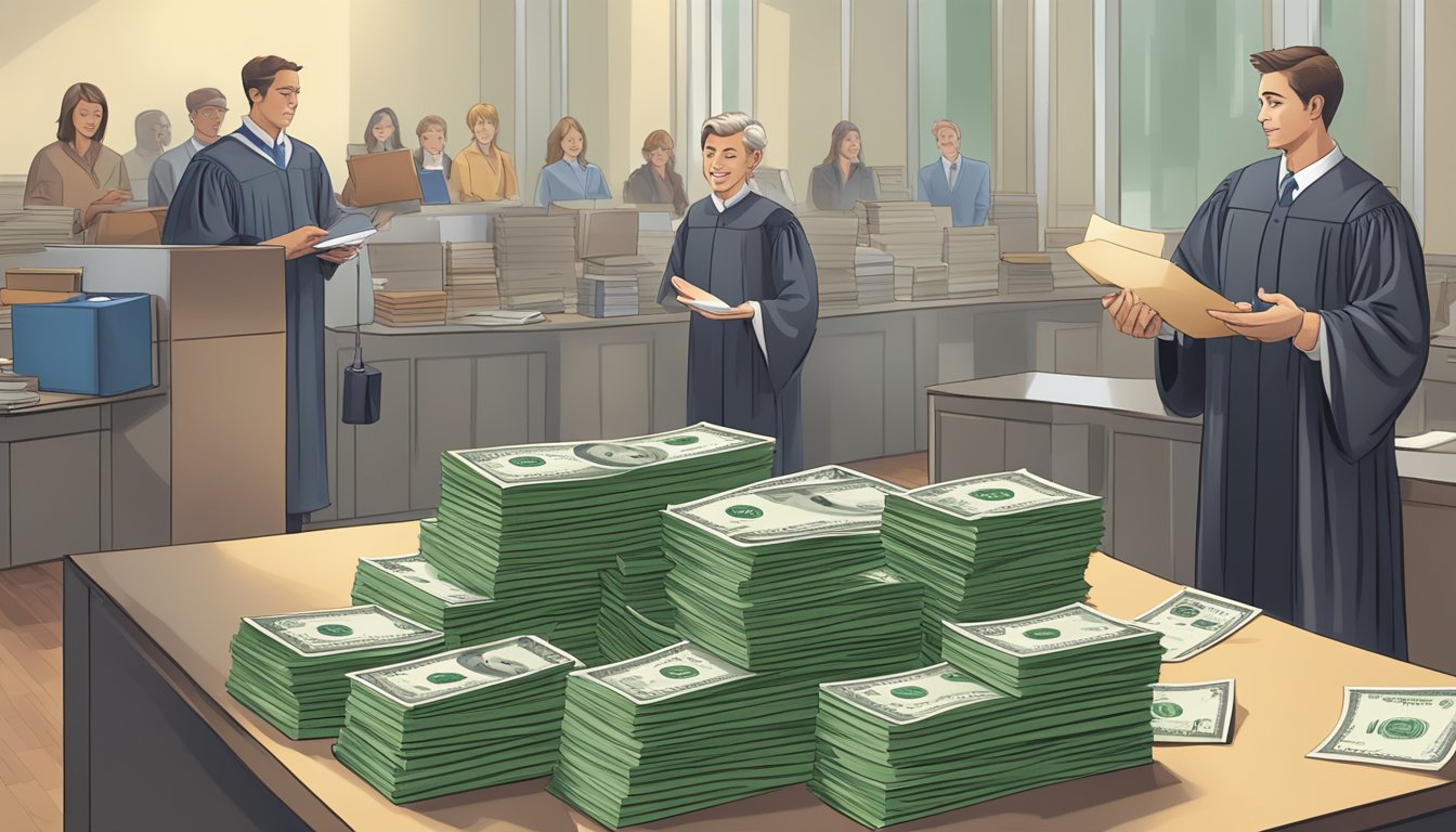 A stack of money being exchanged for a diploma at a university