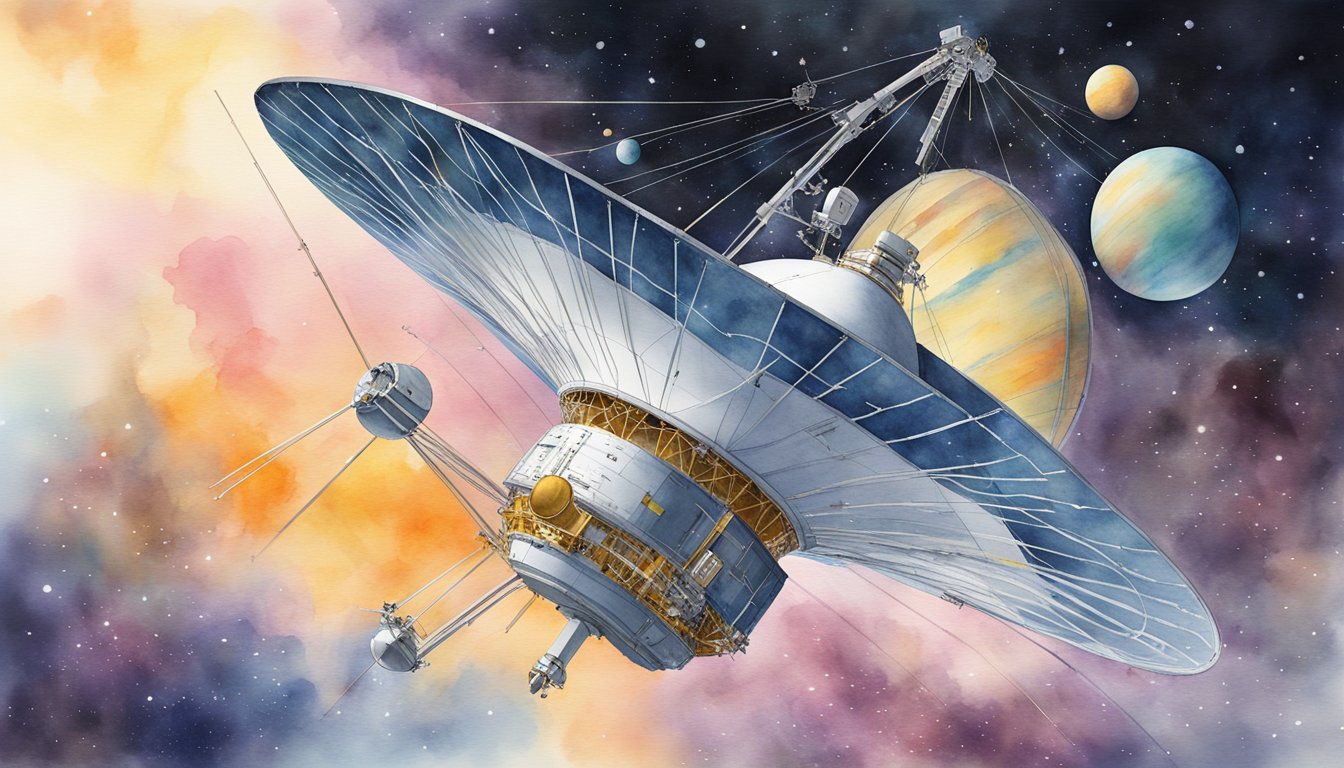 Voyager 1 transmitting data from deep space.</p><p>Scientific instruments measuring cosmic radiation and interstellar particles