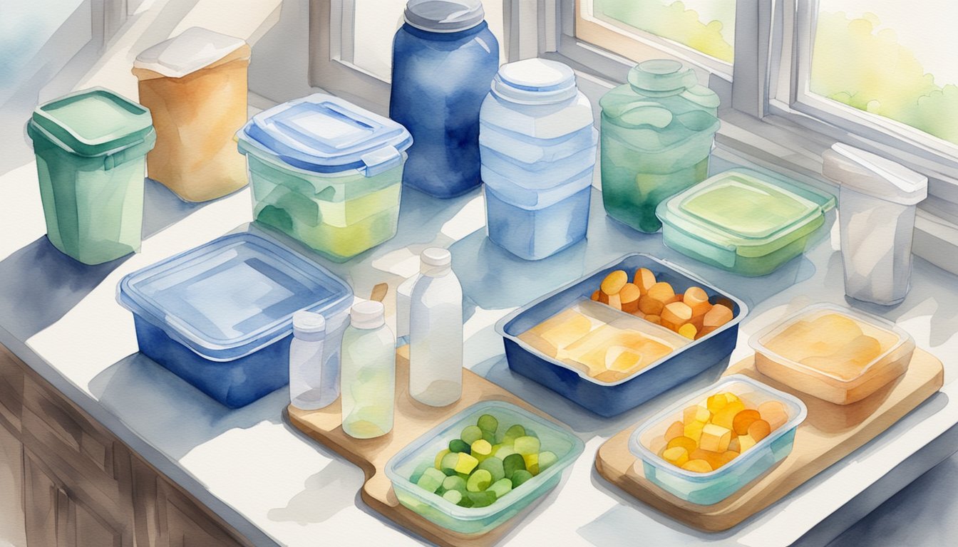 Various polymer products fill a modern kitchen: plastic containers, utensils, and packaging.</p><p>A water bottle, a cutting board, and a Tupperware container are visible