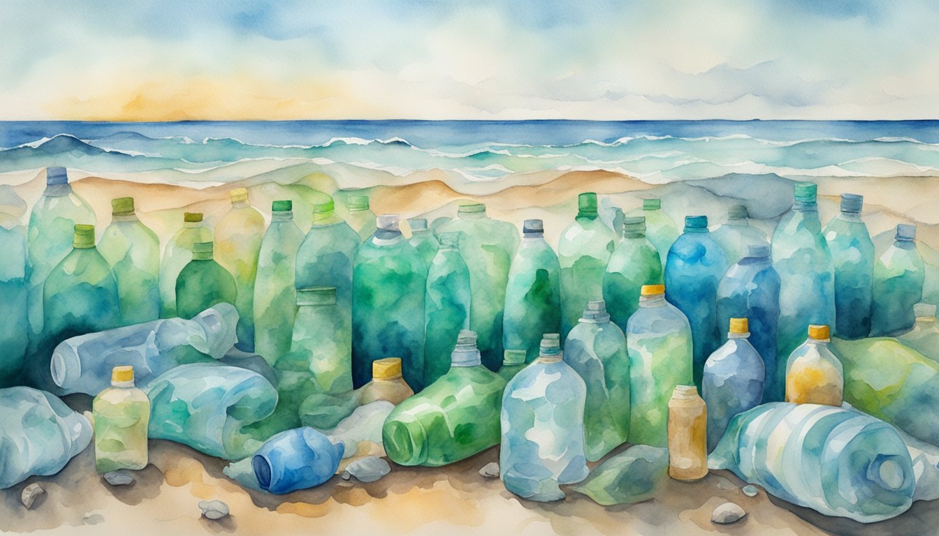 Ocean pollution: plastic bottles, oil spills, and dead marine life.</p><p>Conservation efforts: beach cleanups, recycling programs, and sustainable fishing practices