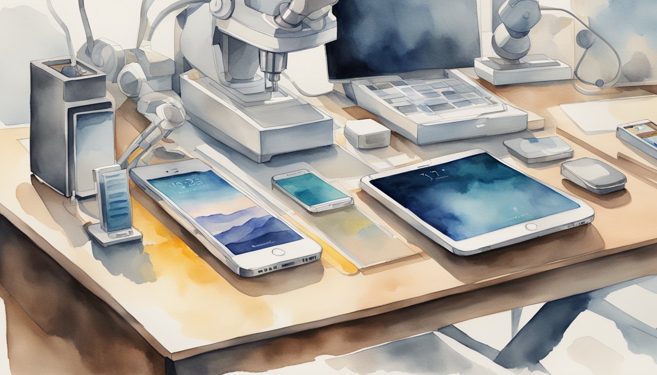 A sleek iPhone sits on a desk, surrounded by various automated devices.</p><p>A robotic arm hovers nearby, ready to perform tasks at the touch of a button