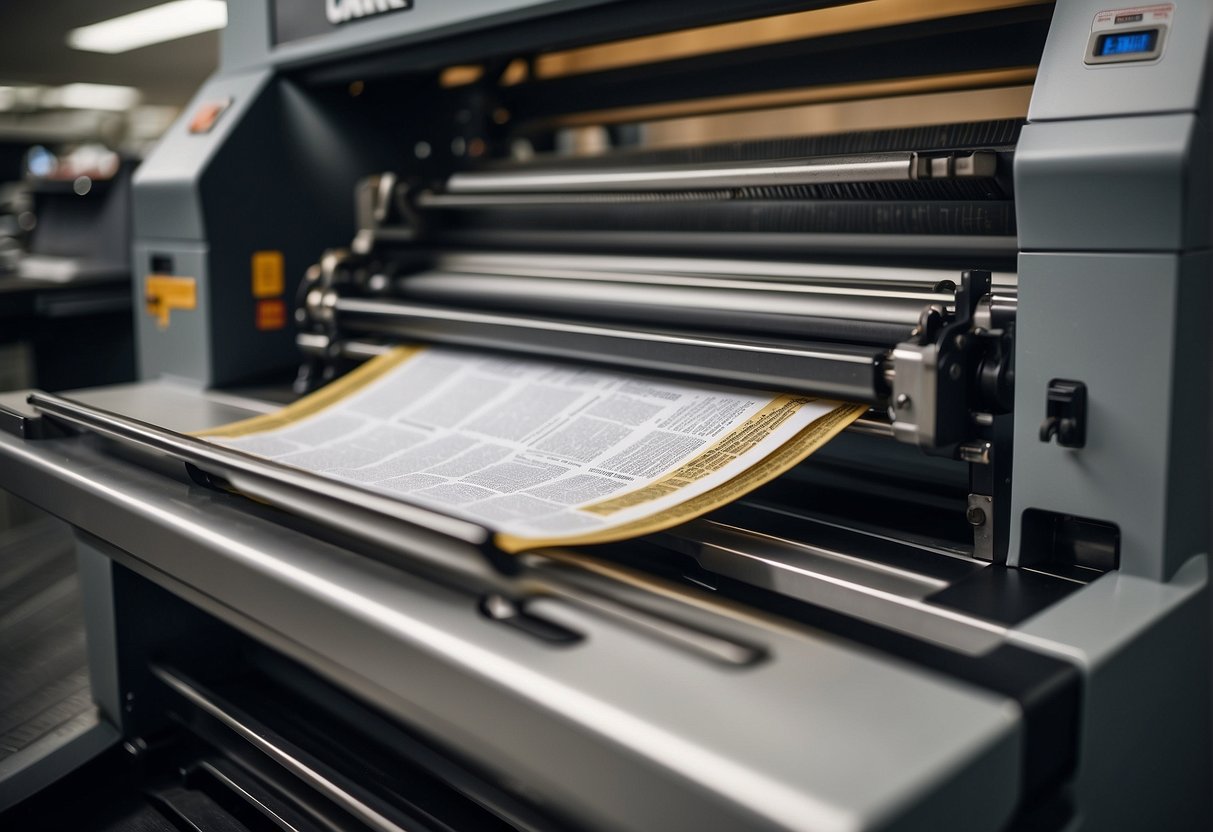 A printing machine in Boston binds and finishes a stack of papers