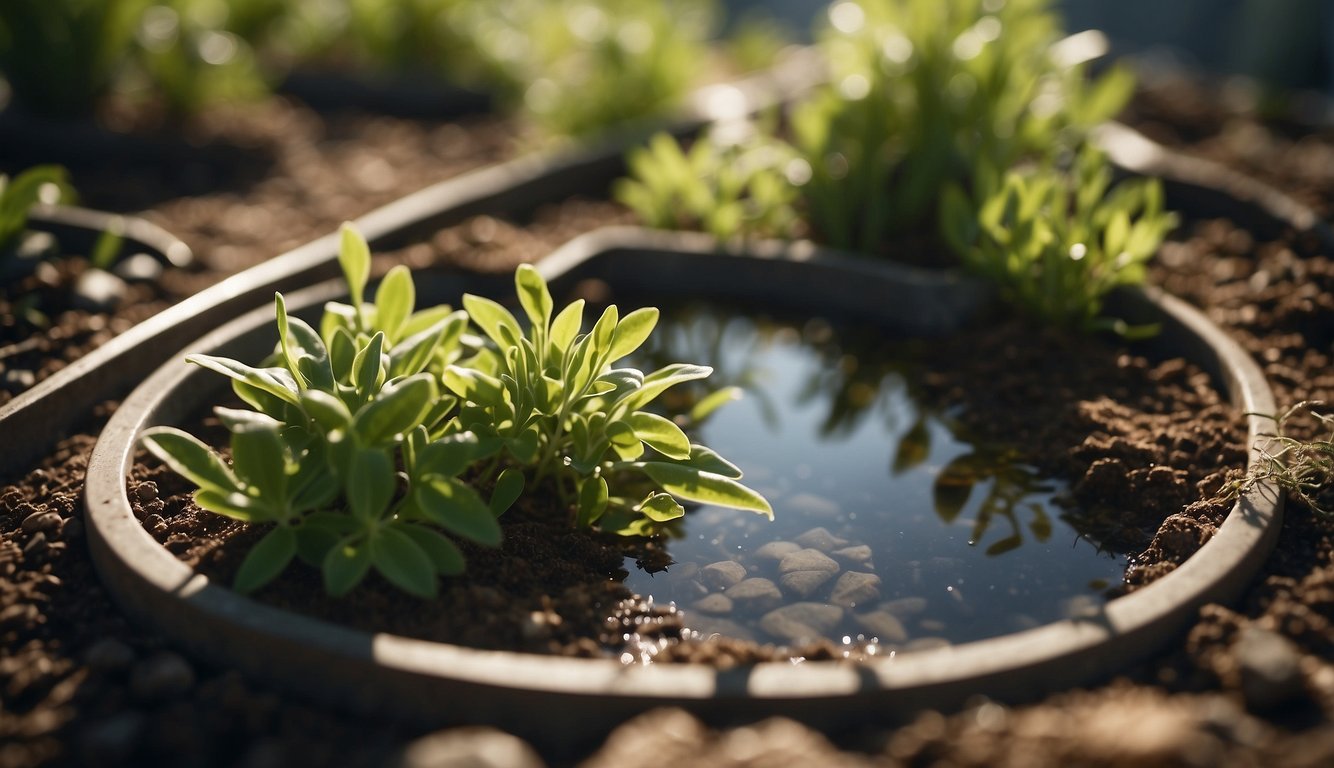 Plants thrive around ollas buried in garden beds, slowly releasing water