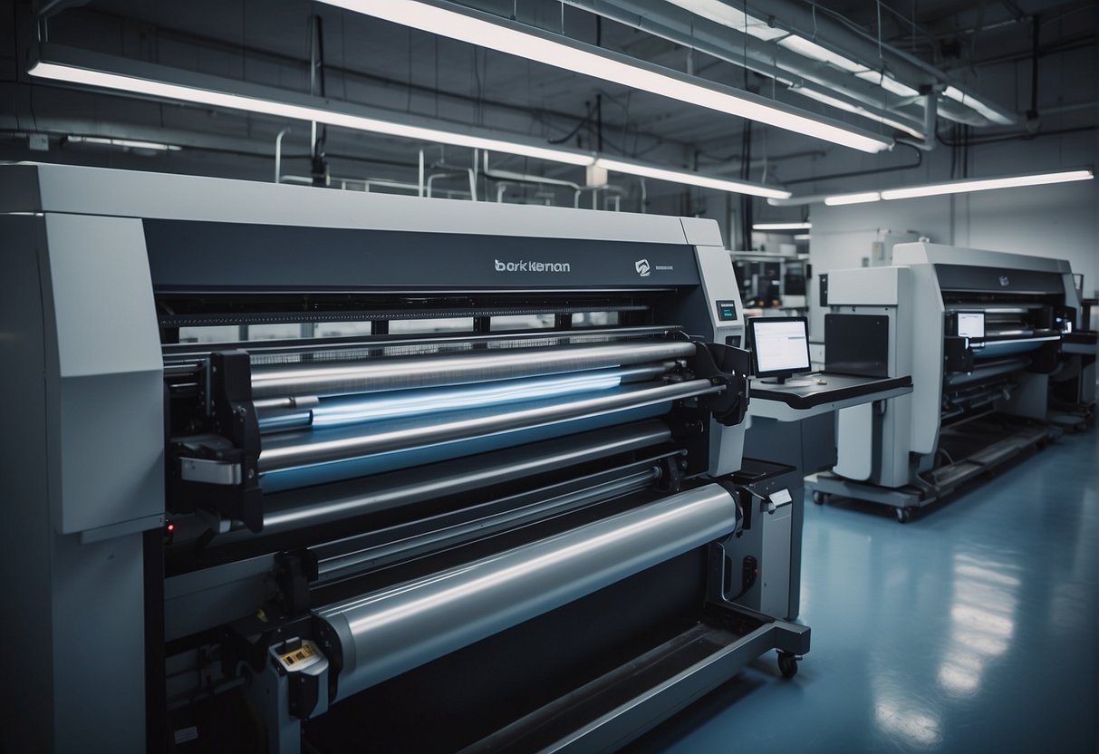 Digital and technological equipment fill a modern printing facility in Boston, showcasing advanced capabilities and cutting-edge technology